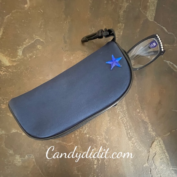 NWT Translucent Blue Frames W/ Sparkly Clear Crystals Bling Reader Glasses 1.50 - Picture 11 of 11